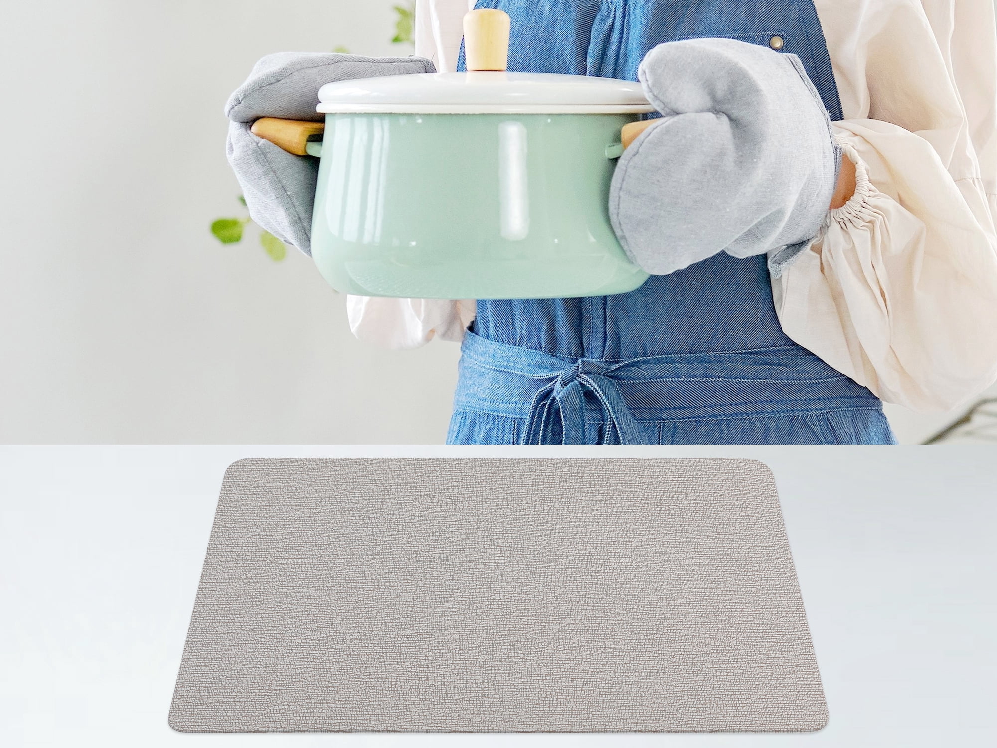 Unique Bargains Placemats Set of 6 Polyvinyl Chloride for Kitchen Flaxen 18*12in