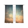 thumbnail image 6 of Teal Orange Ombre Sky Sheer Curtains for Living Room Bedroom Retro Bird Silhouettes Nature Sheer Curtains 72 Inch Long 2 Panels Set Light Filtering Curtain Window Treatments Drapes for Dining Room, 6 of 6