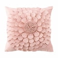 thumbnail image 2 of Velvet Patchwork Throw Pillow Cover, Handmade 3D Design Sunflower Petal Square Pillowcase for Bench Floor, Invisible Zipper Accent Cushion Case for Bed Living Room Sofa Chair, Pink, 18 Inch, 1 pc, 2 of 9