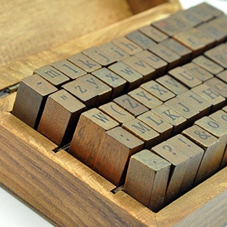 Wooden Stamp Set DIY Craft Wood Multipurpose 70Pcs Alphabet Rubber Stamps Alphabet Stamps for Kids for Scrapbook Card Making Crafts