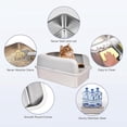 thumbnail image 6 of Stainless Steel Cat Litter Box with Lid, 20" L x 14.2" W x 11.8" H, Extra Large Litter Box for Big Cats with High Sided, Anti-Urine Leakage, Easy Cleaning, Include Cat Mat and Scoop, 6 of 6