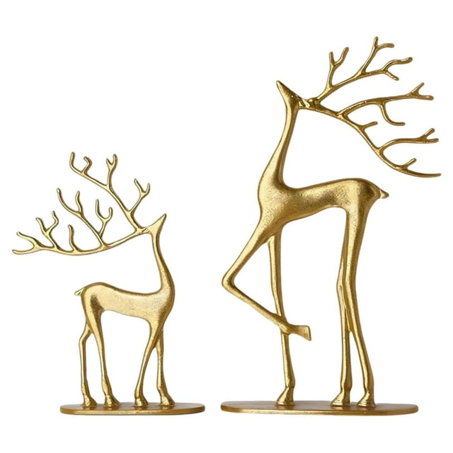 Elegantes y decorativas figuras de renos navideños de metal para la oficina, la chimenea o SL Gold