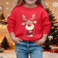 thumbnail image 2 of Wdgfv Chandail à Manches Longues à Col Rond pour Filles, Haut Chandail Douillet Imprimé pour la Saison des Fêtes, Doux, Décontracté, Confortable, Vêtements pour Enfants, Rouge, 9-10 Ans, 2 of 4