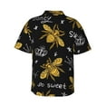 thumbnail image 3 of Picia Hohey Bee Golden Embroidery Gentle Cotton Regular Fit Short Sleeve Casual Hawaiian Shirt for Men-Small, 3 of 9