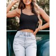thumbnail image 3 of Womens Sleeveless Halter Crop Top Knit Sweater Vest Ribbed Camisole Tank Tops, 3 of 5