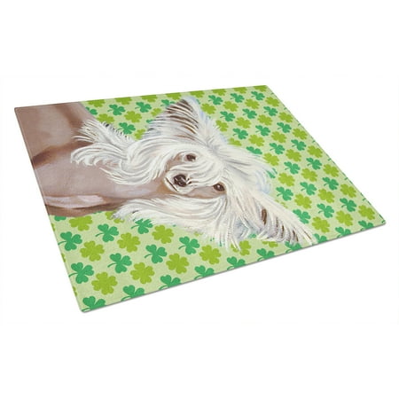 

Carolines Treasures LH9212LCB Chinese Crested St. Patricks Day Shamrock Portrait Glass Cutting Board Large 12H x 16W