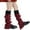 Red, variant on Knitted Knee-High Leg Warmers for Women, Cozy Winter Socks with Ribbed Design, Brown and Beige Color Options