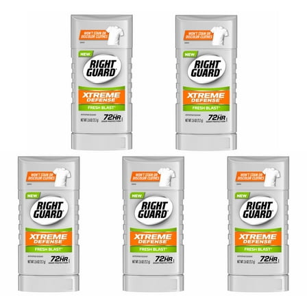 Right Guard Xtreme Defense 5 Anti-Perspirant & Deodorant, Fresh Blast 2.60 oz