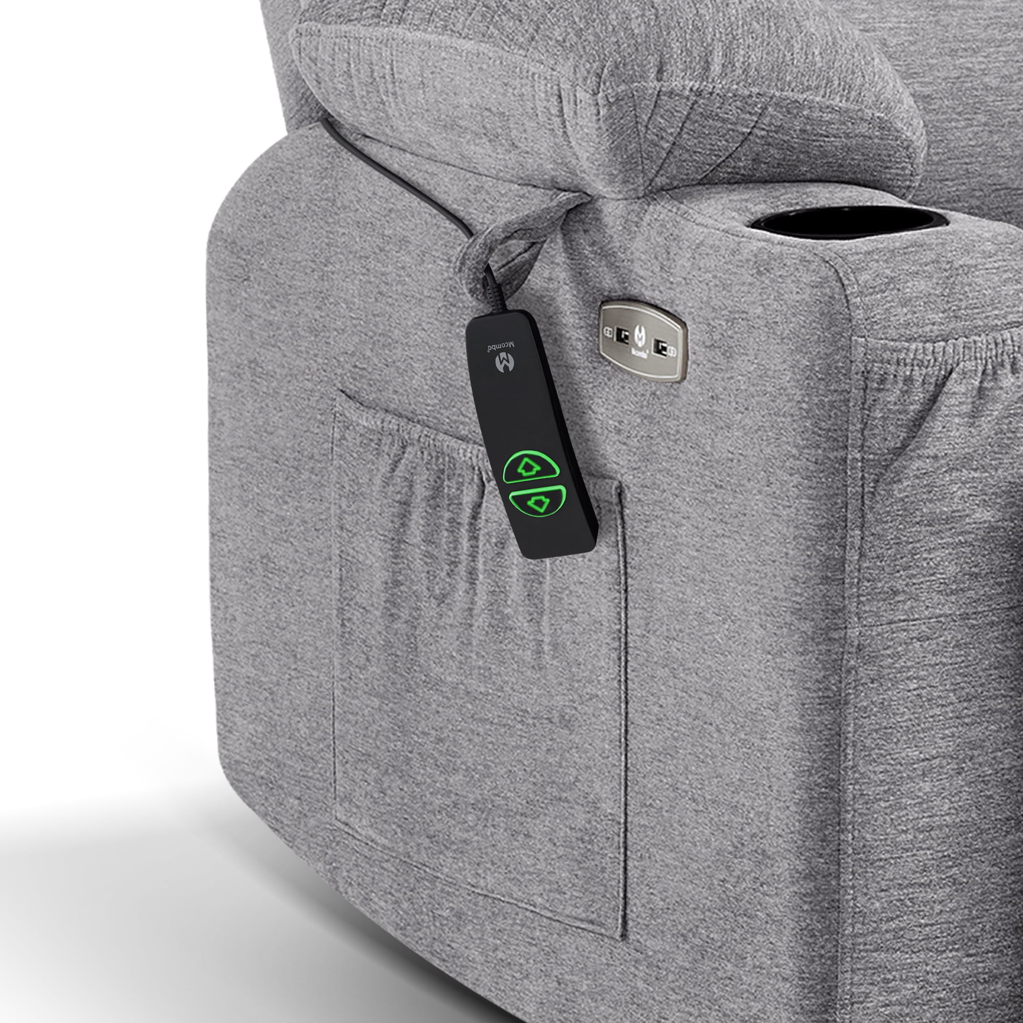 MCombo Oversized Power Lift Recliner Chair, 27.2'' Extra-Wide Seat, Fabric(Medium-Wide, Grey)
