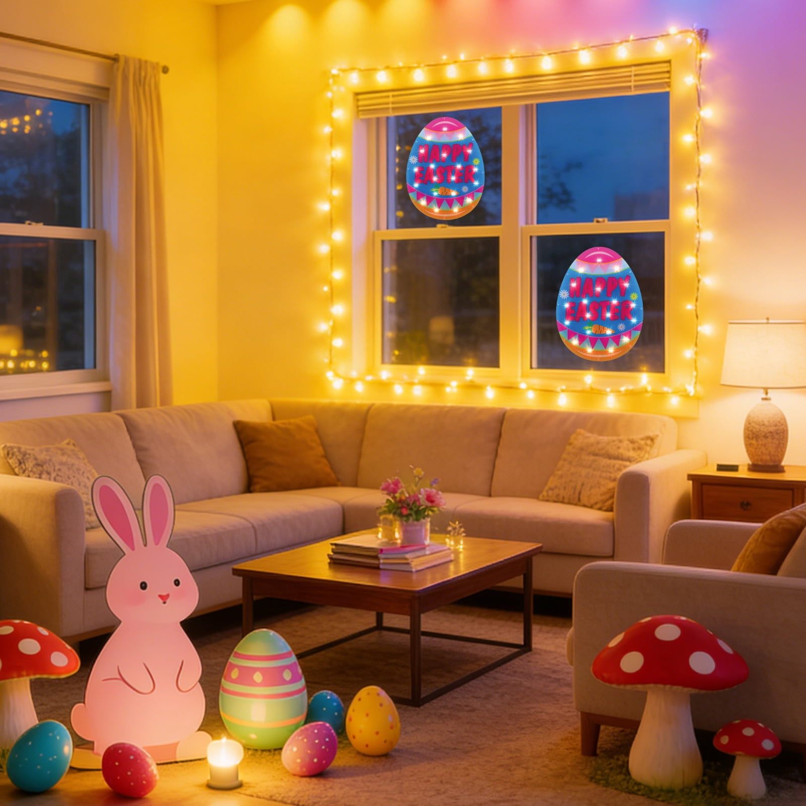 Waterproof Light Up Easter Egg String Lights, Indoor Outdoor Easter Decor for Window, Party and Garden