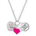 thumbnail image 1 of Delight Jewelry Silvertone Big Sister Rock on AB Crystal Heart - Hot Pink Heart Nurse Strong Zoe Necklace, 1 of 4