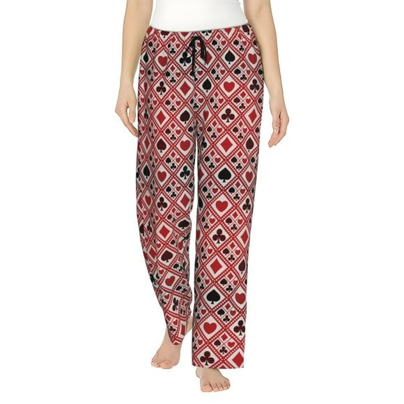 Fotbe Poker Pantalones de Pijama para Mujer, Pantalones de Dormir, Pantalones Pj con Cordón y Bolsillos-3X-Large