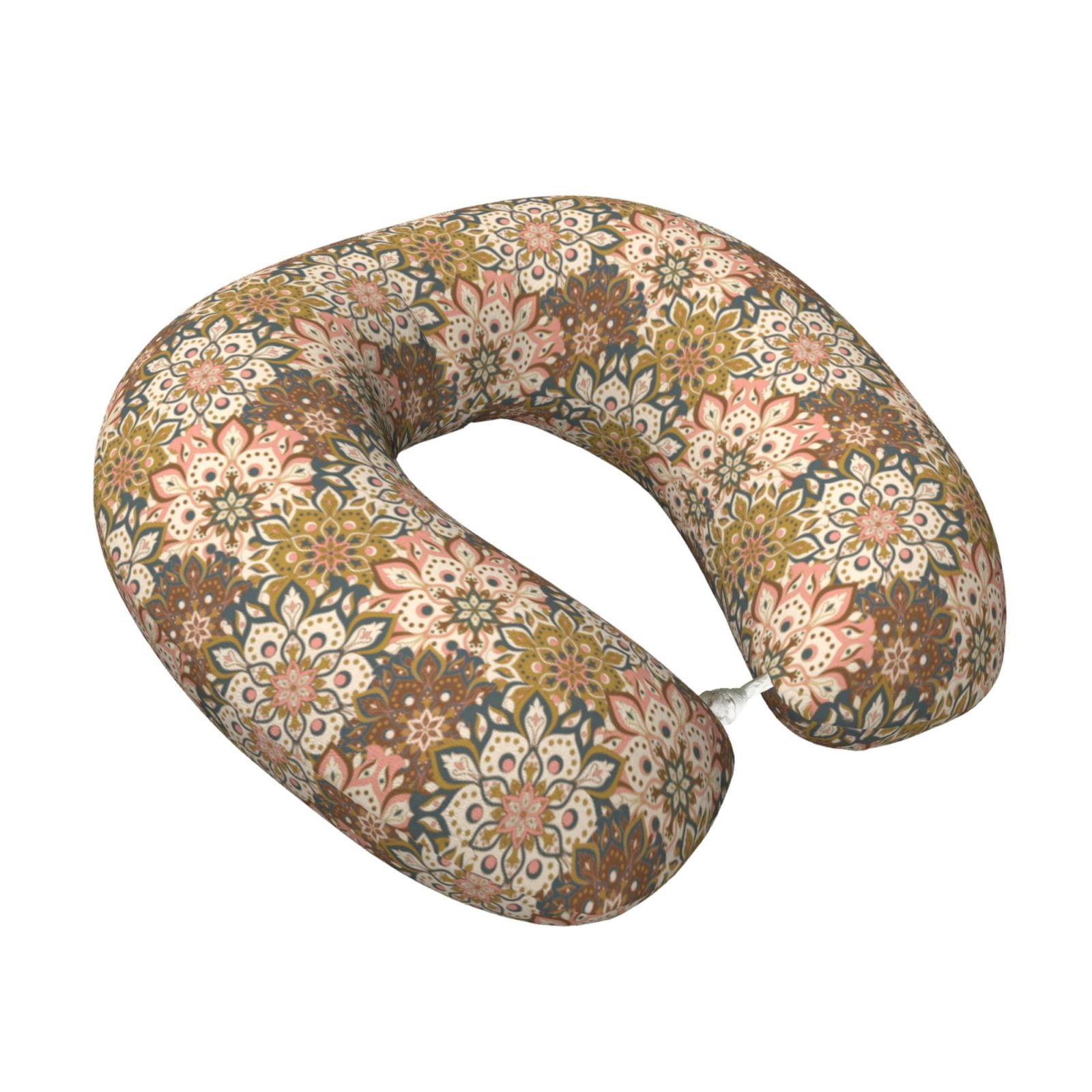 Xecao Mandala Print Memory Foam Cervical Neck Pillow Versatile U-Shaped Pillows for Home,Office,Camping,Travelling,Soft Washable Cover