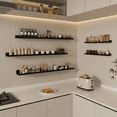 thumbnail image 6 of 47-Inch Floating Wall Shelves Set of 5, Wooden Wall Shelves for Bathroom, Bedroom, Kitchen, Living Room Storage, Wooden Easel, Black, 6 of 6