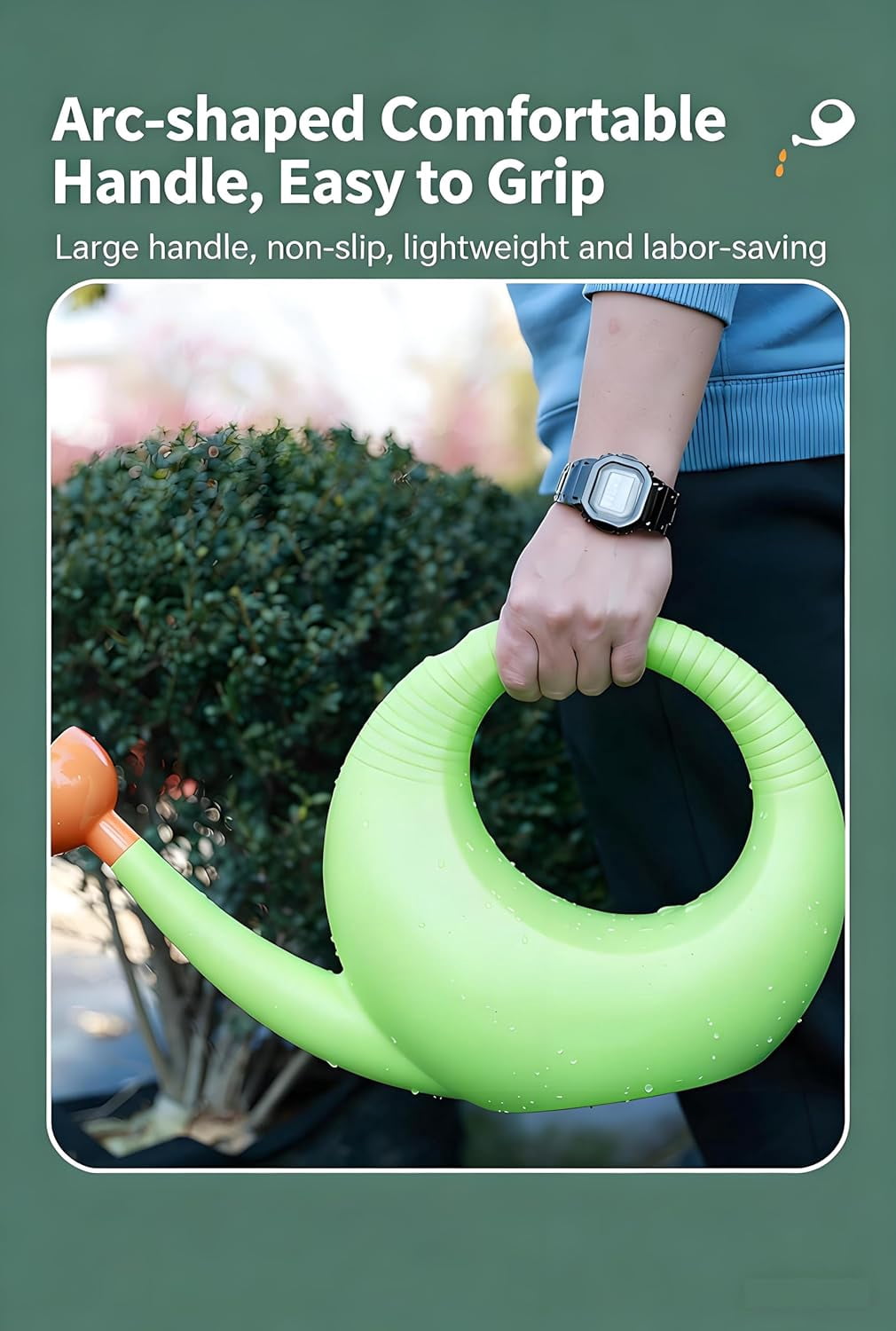 4L Large Capacity Watering Can with Long Spout – Lightweight Indoor & Outdoor Plant Waterer for House Plants, Patio, and Garden (Green,1Pcs, B)