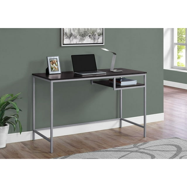 Monarch Specialties Computer Desk, Home Office, Laptop, 48"l, Work, Metal, Laminate, Brown, Grey, Contemporary, Modern