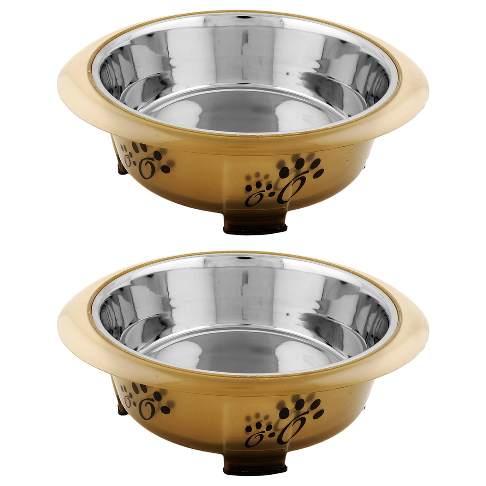 Iconic Pet Color Splash Designer Oval Fusion Bowl in Brown- Small - Set of 2