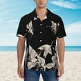 thumbnail image 4 of Easygdp Japanese White Crane Men'S Summer Casual Short Sleeve,Short Sleeve Button-Down Shirt, Lapel Loose Breathable Hawaiian Short Sleeve - Large, 4 of 9