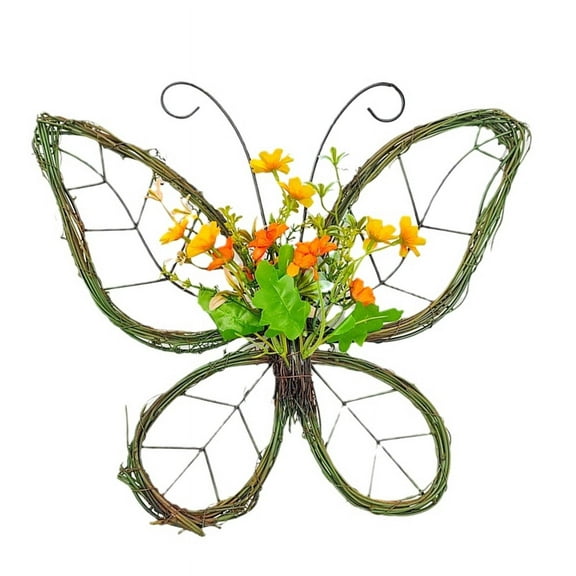 Spring Door Wreath Farmhouse Butterfly Shaped Wreath with Spring Artificial Wreaths for Front Door Window Home Decor
