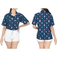 thumbnail image 4 of HAPPY BAY Women's Beach Funny Santa Claus Party Holiday Shirt Blouse Button Down Tops Hawaiian Christmas Tree Dresses for Women M Xmas Theme, Blue, 4 of 6