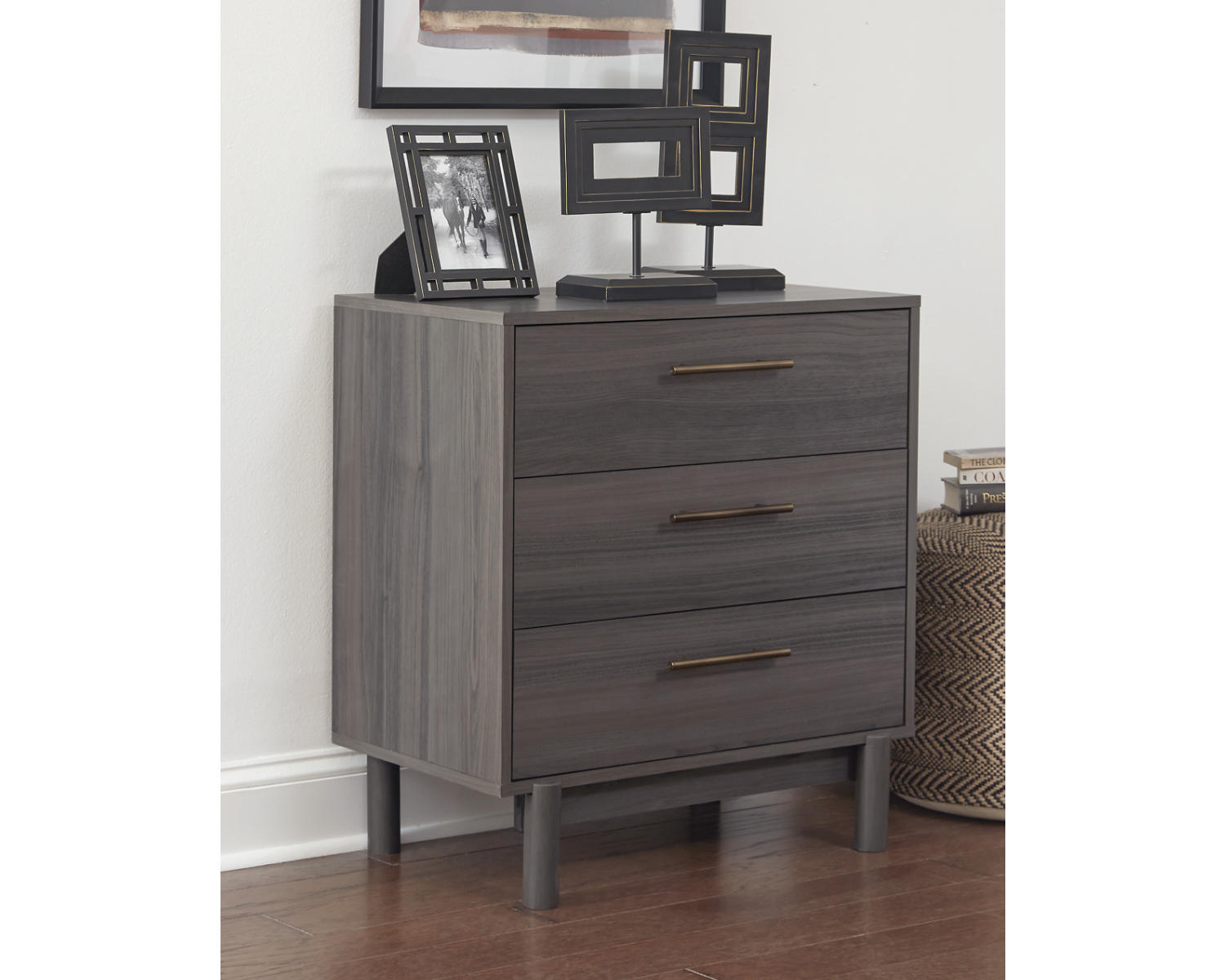 Signature Design by Ashley Brymont Mid-Century Modern 3 Drawer Chest of Drawers, Dark Gray - image 2 of 6