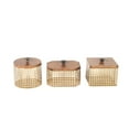 thumbnail image 3 of Sagebrook Home Bronze Metal Wood Top Box, Round , Round, Metal, Contemporary, 5.9"L X 6.3"W X 6.25"H, Solid Color, 3 of 4
