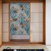 XMXT Japanese Noren Doorway Room Divider Curtain,Lotus Pond Duck Pattern Restaurant Closet Door Entrance Kitchen Curtains, 34 x 56 inches