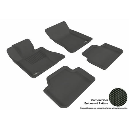 - 3D MAXpider Stylish Custom Fit All Weather Floor Mats for 2004-2010 BMW X3 (E83) Front & Second Row in Black with Carbon Fiber Look