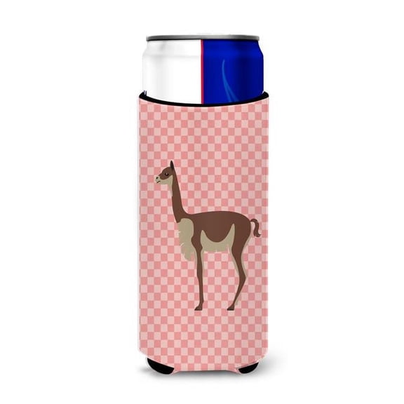 Carolines Treasures Vicugna Or Vicuna Pink Check Michelob Ultra Hugger for Slim Cans - Pink Check