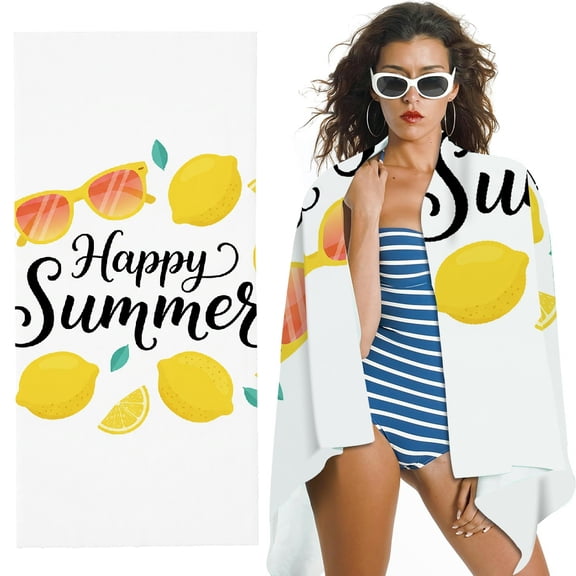 RKSupls Summer Lemon Oversized Microfiber Beach Towel, Ultra-Soft Microfiber Suitable for Bathroom, beach, Soft Super Absorbent- 30x60 in
