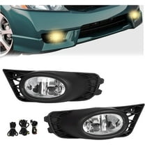 Kojem Fog Lights Assembly for 2009-2011 Honda Civic 4DR Sedan Clear Lens JDM Style Fog Lamps Pair W/Bulbs Wiring Harness and Switch