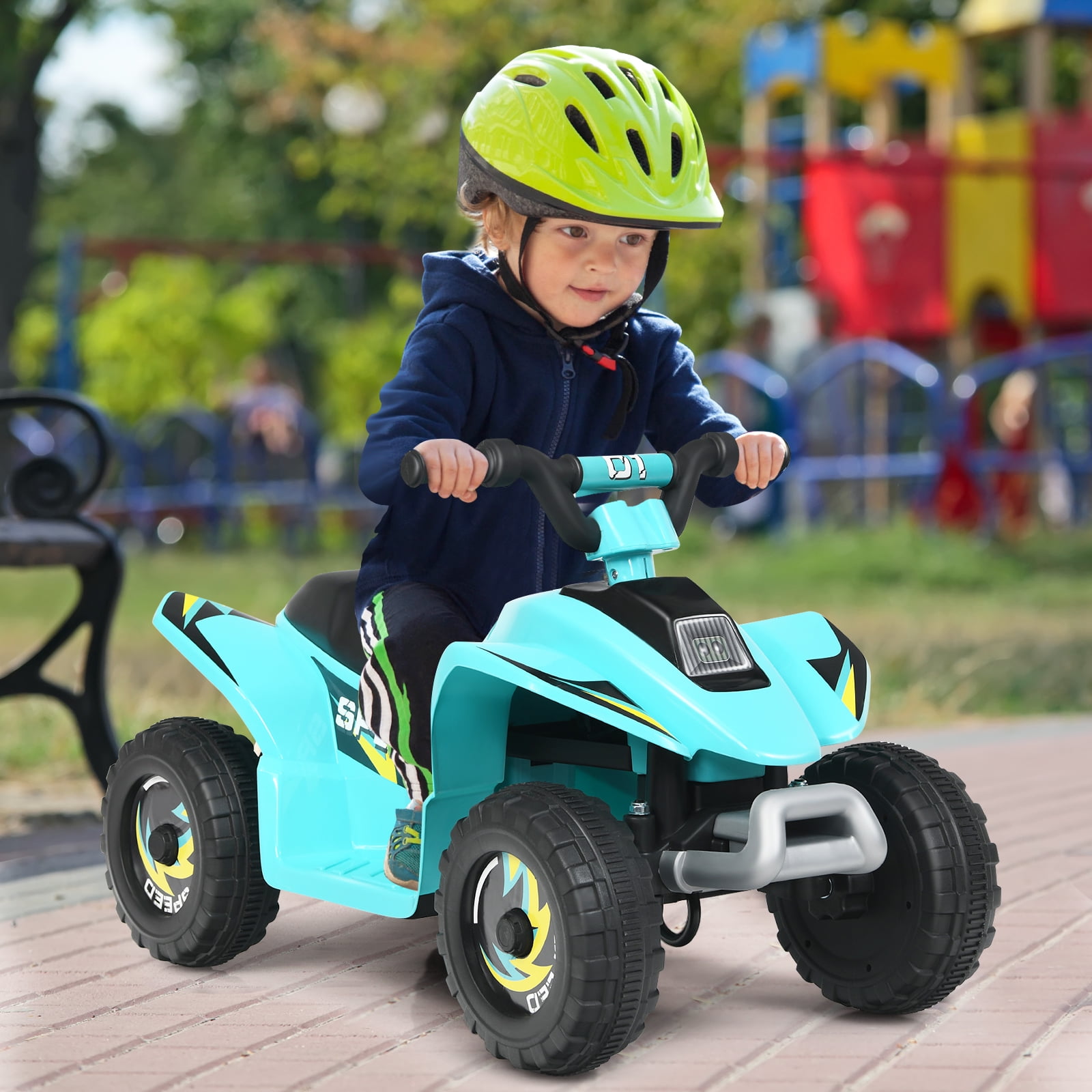 Infans 6V Kids Electric Quad ATV Ride On Toy Car for Toddlers Forward & Reverse Blue