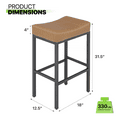 thumbnail image 2 of Magshion 31.5" Upholstered Counter Bar Stool Set of 2, Backless PU Leather Saddle Seat Barstools for Kitchen Island, Metal Frame, Camel, 2 of 8