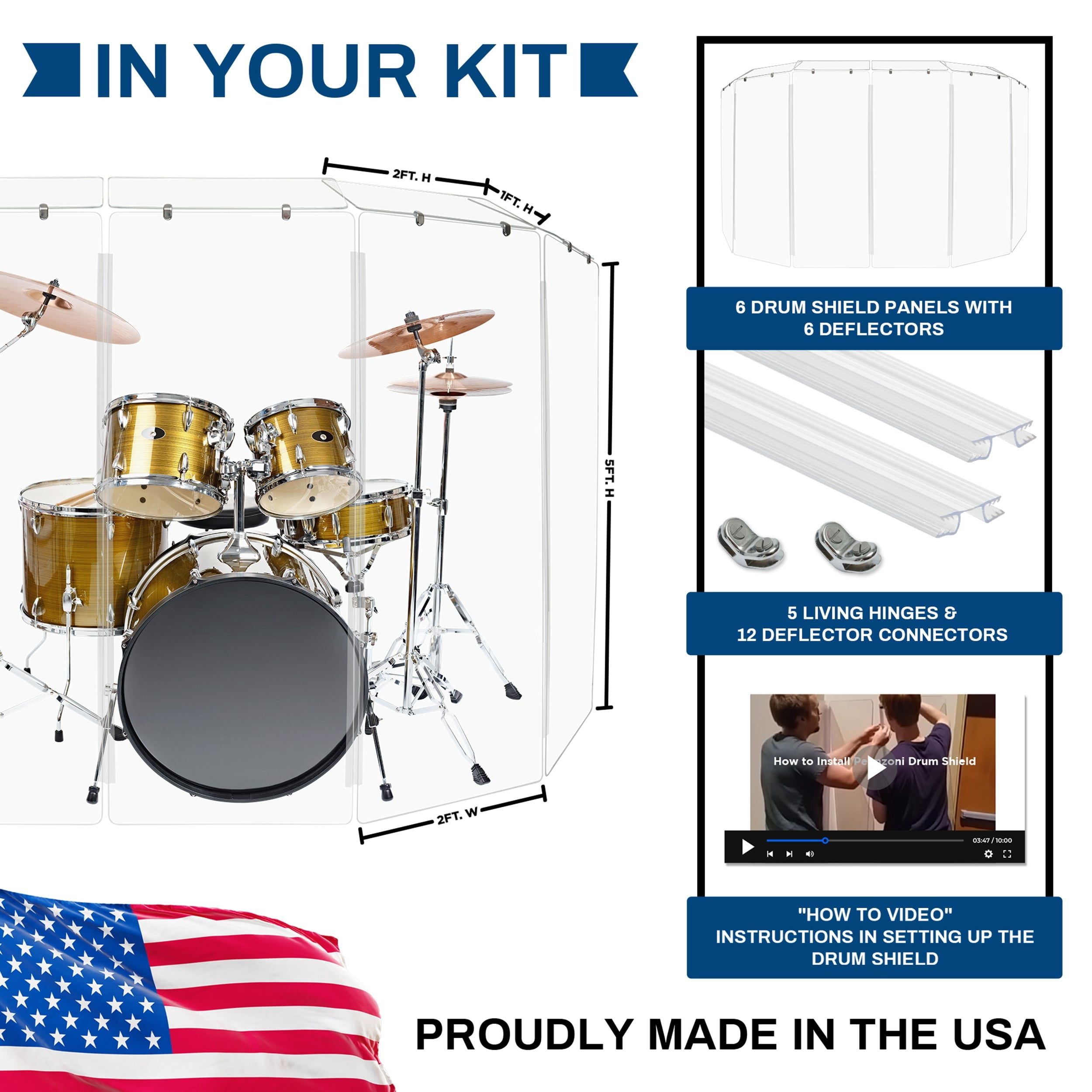 Drum Shield 2ft. x 5 ft. Panels - Living Hinge