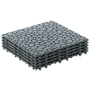 Interlocking Cobbled Stone Look Garden Pathway Tiles, Decorative Floor Grass Pavers Anti- Slip Mat, 5 pack