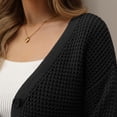 thumbnail image 6 of QUALFORT 100% Cotton Cardigan Sweaters for Women, V Neck Button Down Chunky Knit Cozy Relaxed Fit Sweater Cardigan, Black L, 6 of 9