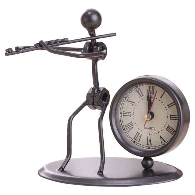 Creative Iron Stainless Steel Small Desk Clock Iron Retro Personality Clock Gift Birthday Gift Iron Table Alarm Clock With Musical Instruments Gadgets Decoration Craft