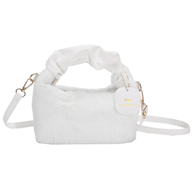Bolso de hombro Felpa Moda Cloud Fold PU Correa Bolso Casual para fiesta Blanco