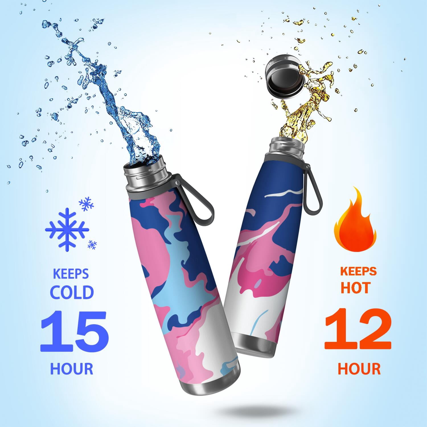 29oz Insulated Water Bottle with Tea Infuser, Stainless Steel Travel Mug, Liquid & Marble Print