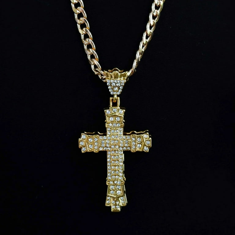 Iced cross necklace sale