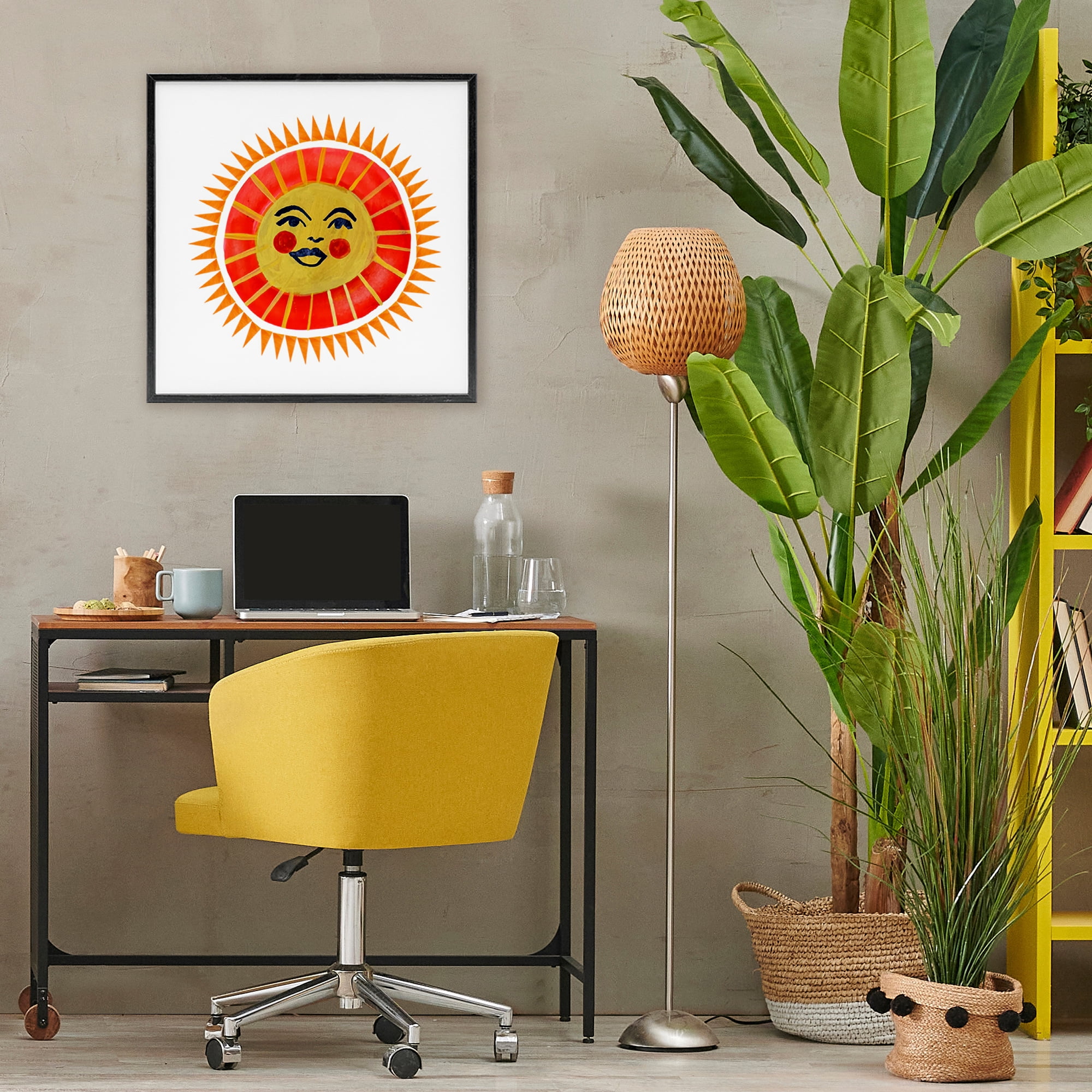 Stupell Industries Cheerful Boho Sun Black Framed Giclee Art, design by Katherine Herrell Studio