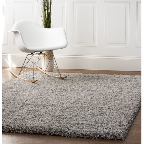 Super Area Rugs, Cozy Plush Solid Gray Shag Rug , 2' x 3'