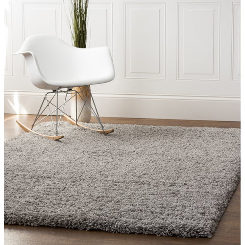 Super Area Rugs Cozy Plush Solid Gray, 7 X 9 Rugs
