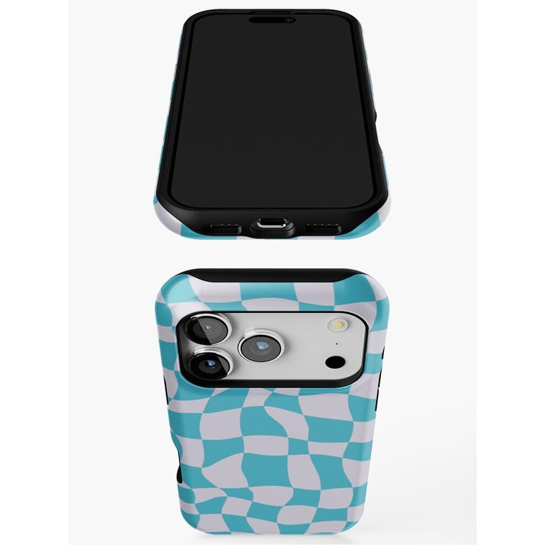 Turquoise and Light Gray Wavy Checkerboard Tough iPhone Case ...