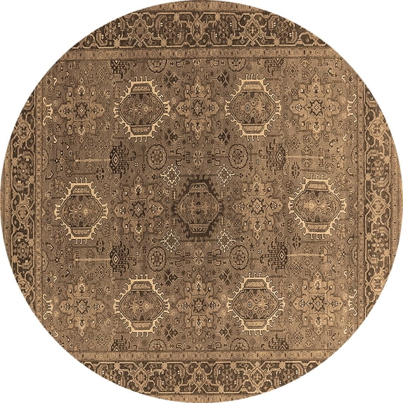 Ahgly Company Indoor Round Oriental Brown Industrial Area Rugs, 8' Round