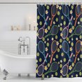 thumbnail image 6 of 66x72 Inch Shower Curtains for Bathroom, Tennis Rackets Fabric Bath Curtain Decor, Navy Blue Retro Flowers Ball Sports Waterproof Restroom Curtains Shower Set Accessories with 12 Hooks 66 Inch, 6 of 7