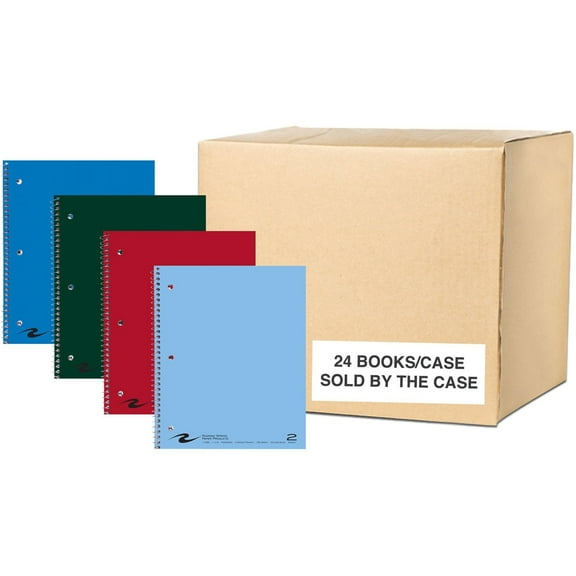 Roaring Spring College Ruled 2 Subject Spiral Notebook, Double Pockets, 1 Case (24 Total), 11" x 9" 100 Sheets, Assorted Saranac