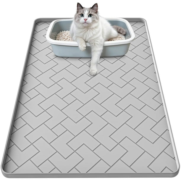Alfombrilla de silicona para gatos beenxmyy, tamaño grande, 86 x 56 cm, gris