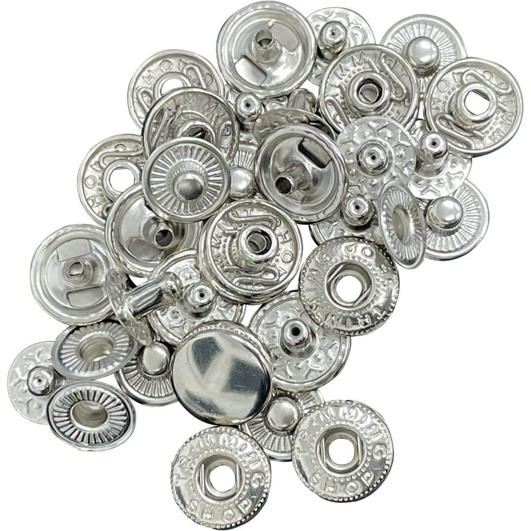 50 Sets Sew-on Snap Buttons, Metal Snaps Fasteners Press Studs Buttons for  Sewing Clothing, 3/4 19mm(Silver)