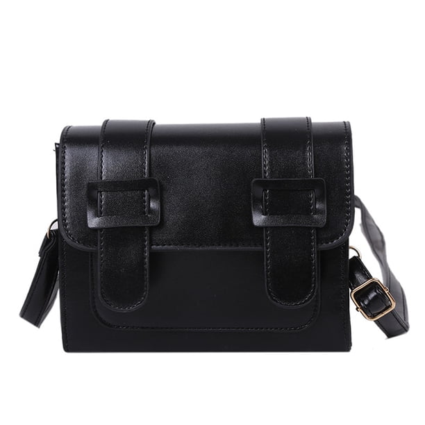 Bolso de mensajero de una sola pieza de cuero artificial para mujer, bolso de mano de color sólido
